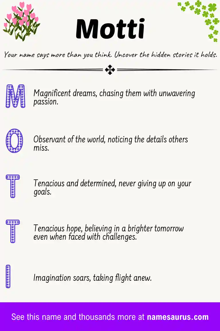 Acrostic poem about Motti.