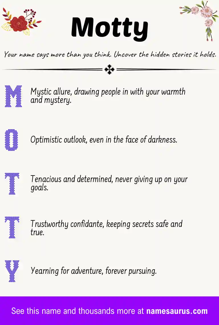 Acrostic poem about Motty.