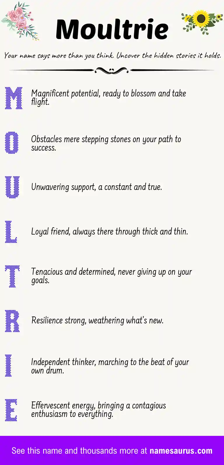 Acrostic poem about Moultrie.