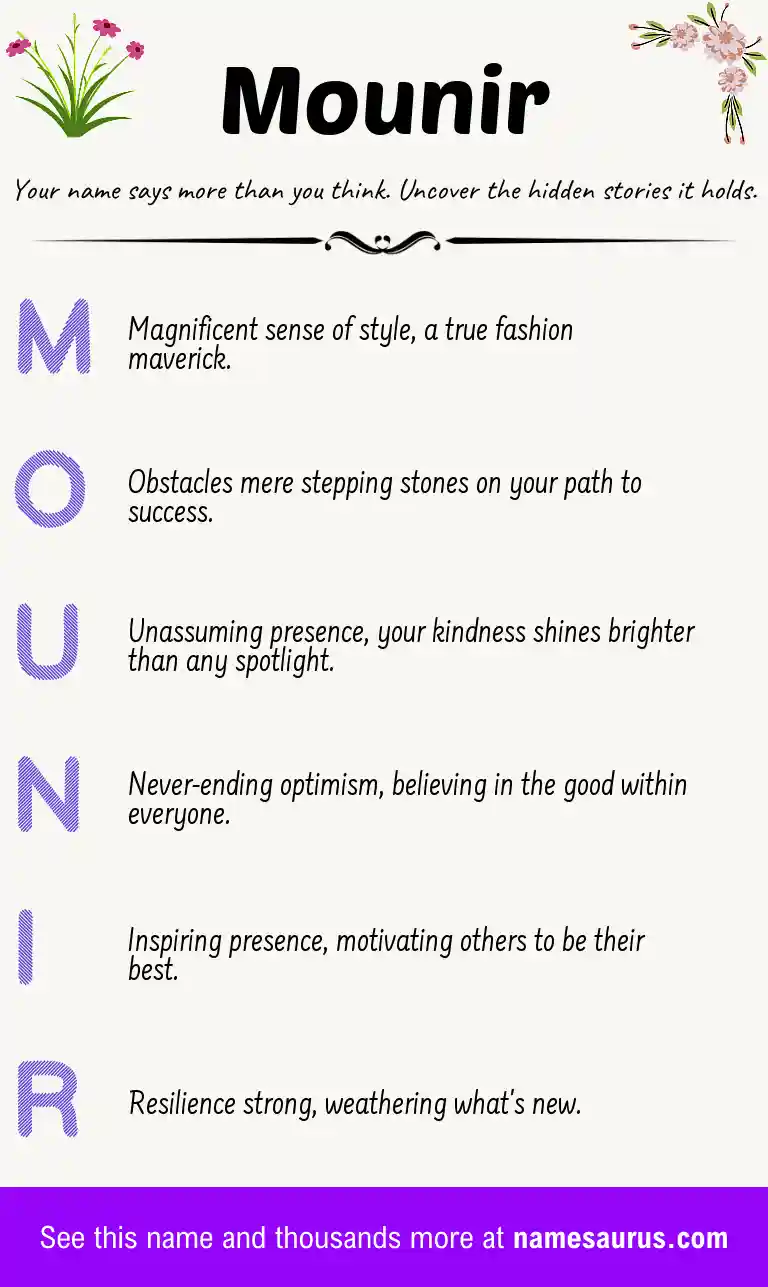 Acrostic poem about Mounir.