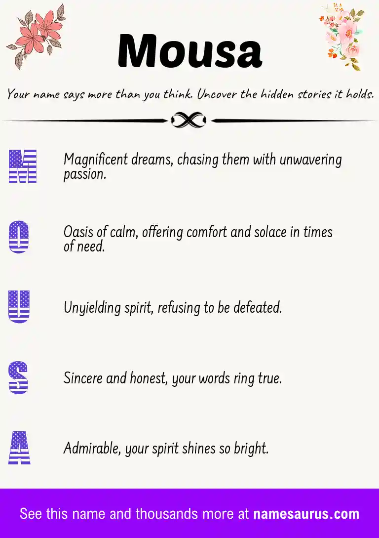 Acrostic poem about Mousa.
