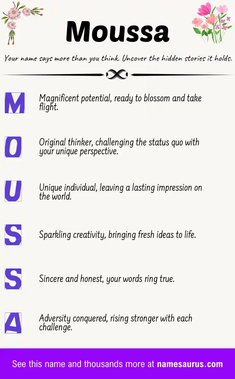 Acrostic poem about Moussa.