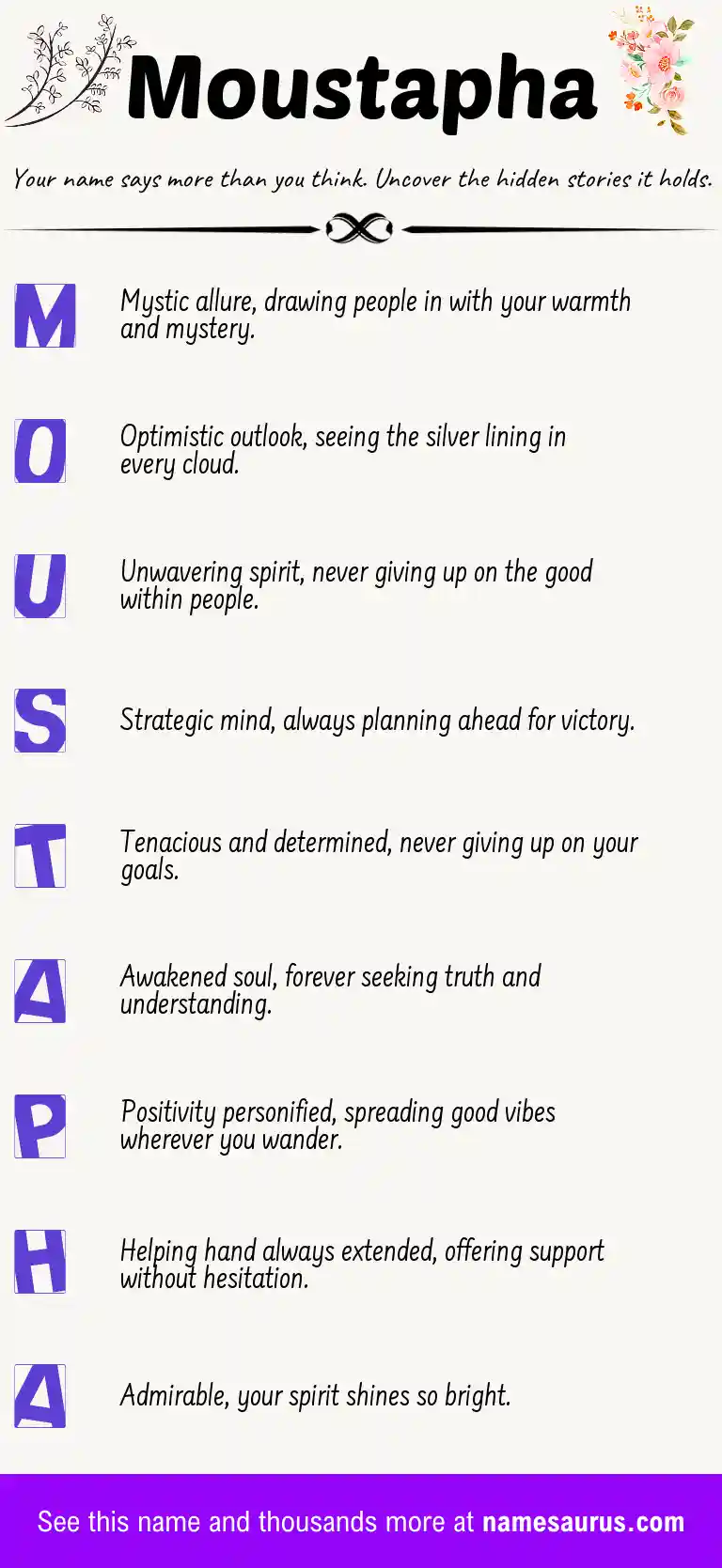 Acrostic poem about Moustapha.