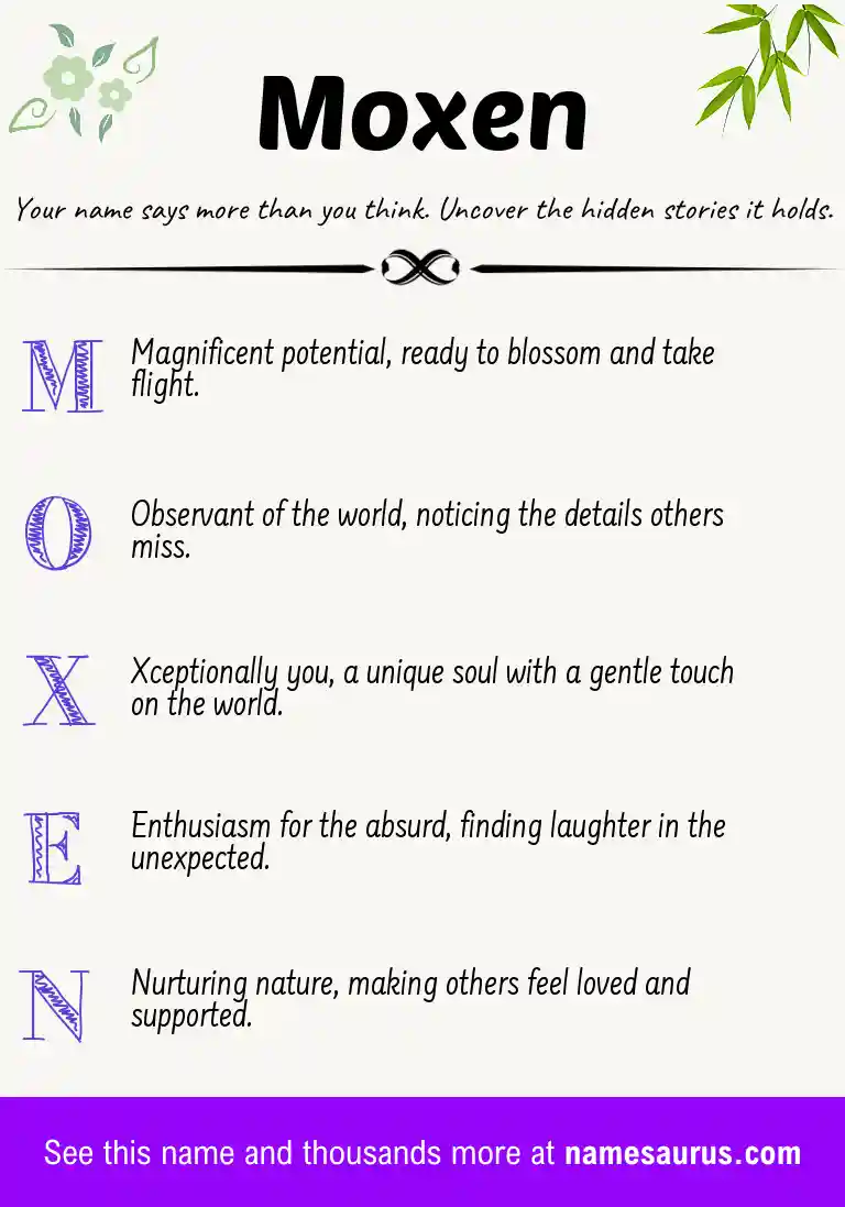 Acrostic poem about Moxen.