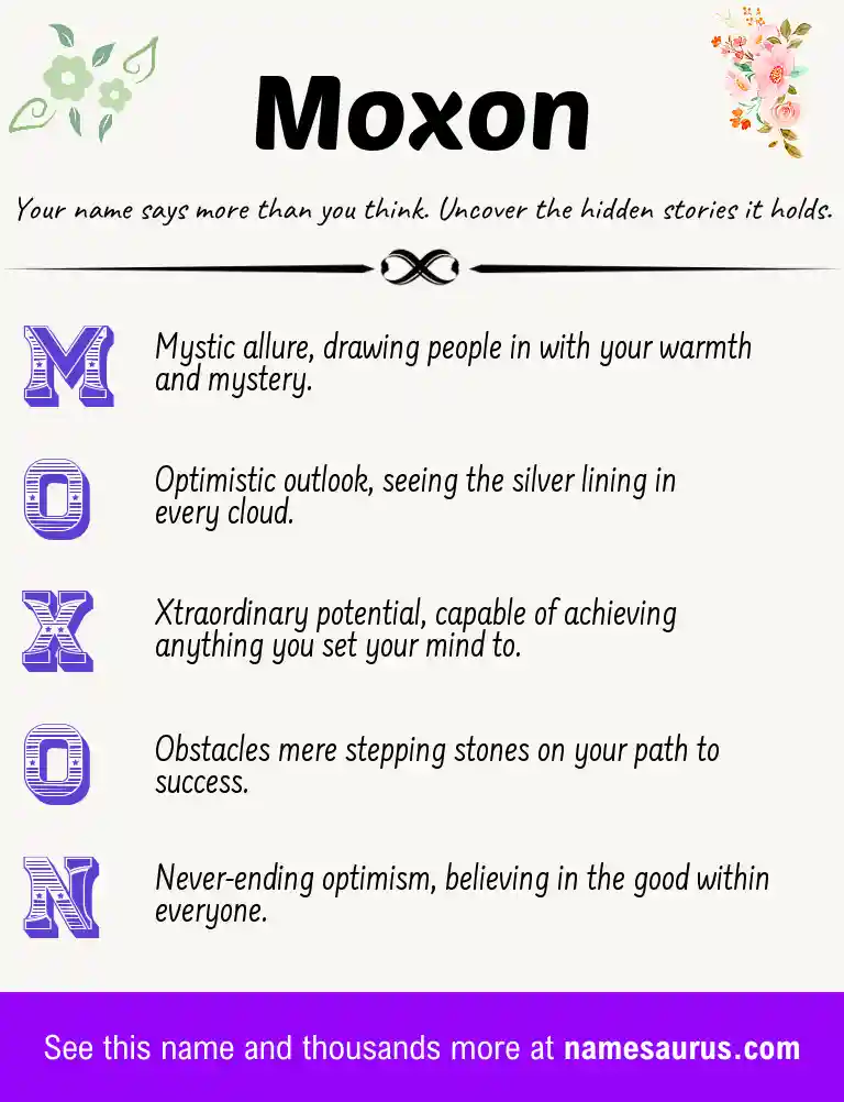 Acrostic poem about Moxon.