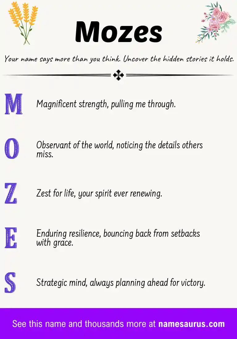 Acrostic poem about Mozes.