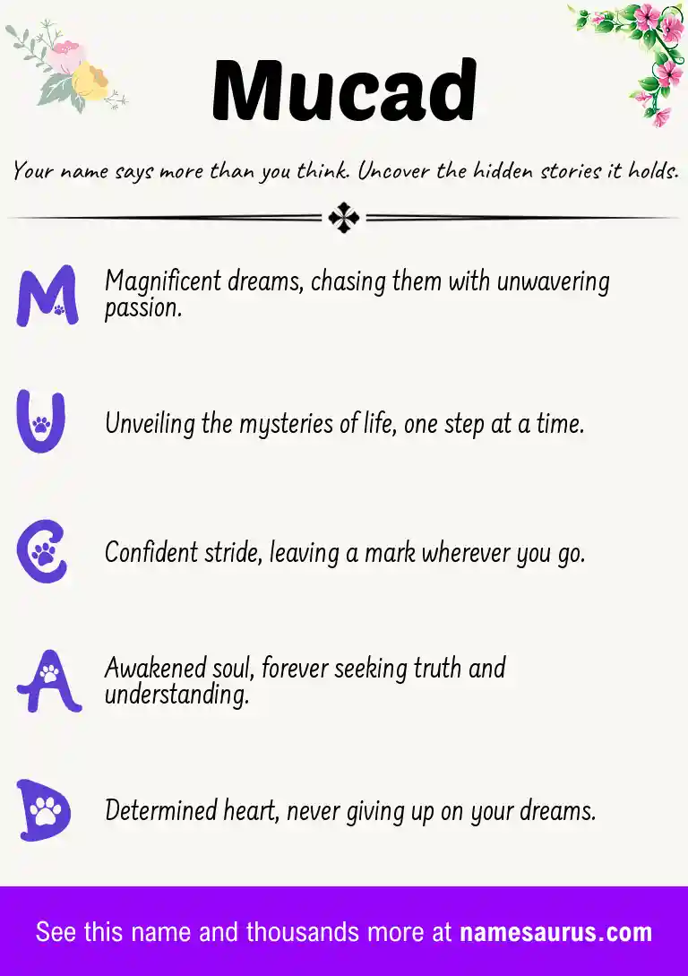 Acrostic poem about Mucad.