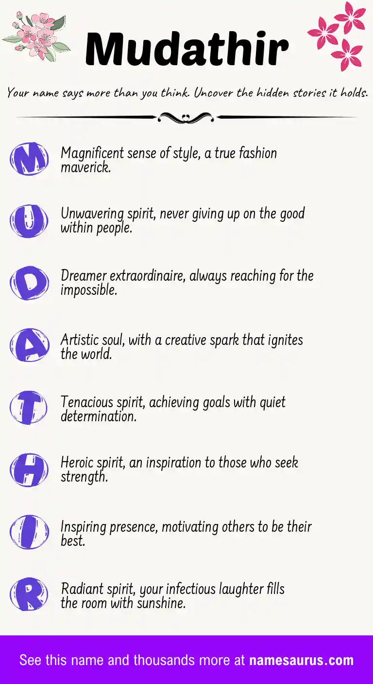 Acrostic poem about Mudathir.