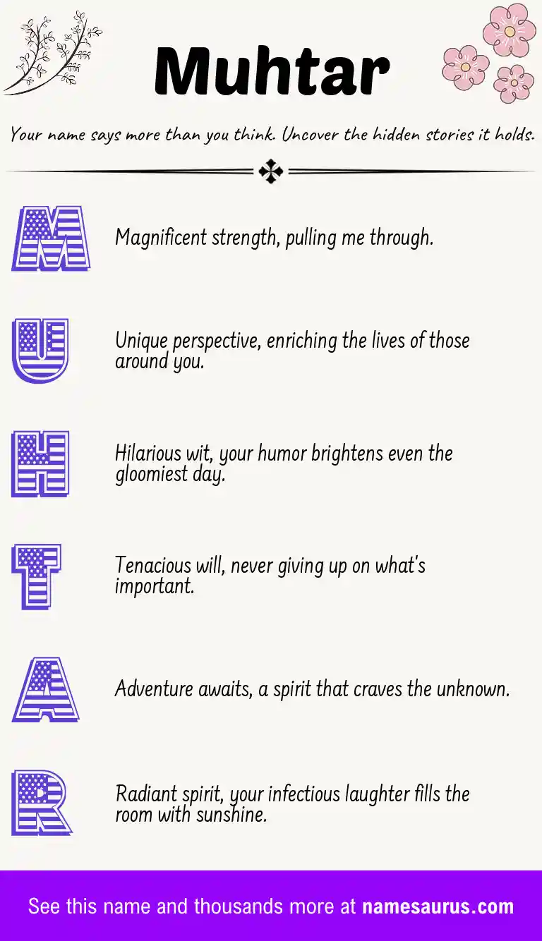 Acrostic poem about Muhtar.