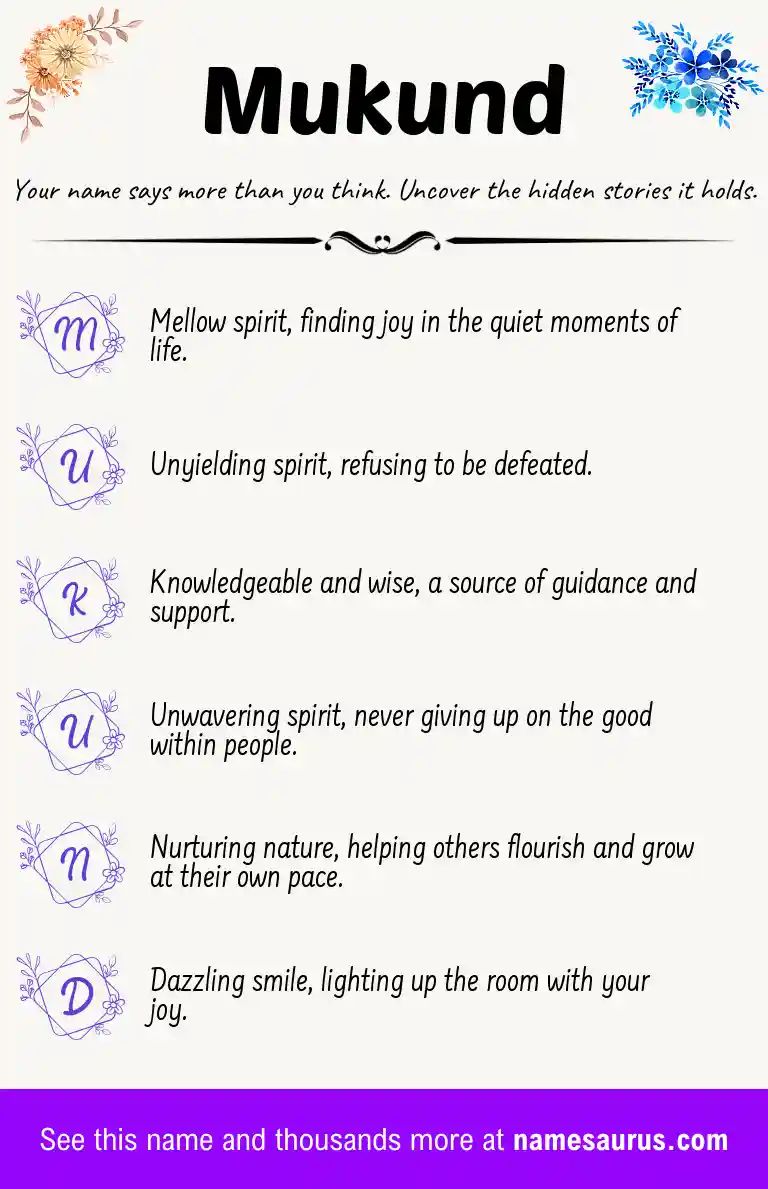 Acrostic poem about Mukund.