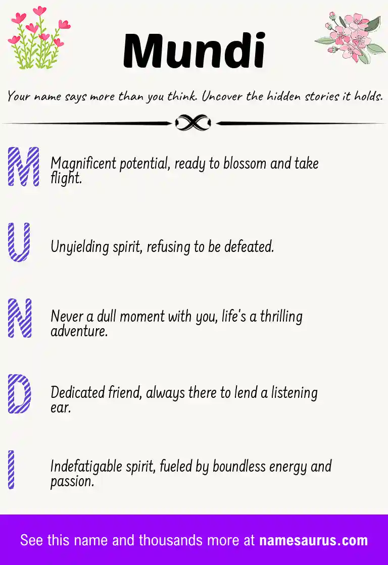 Acrostic poem about Mundi.