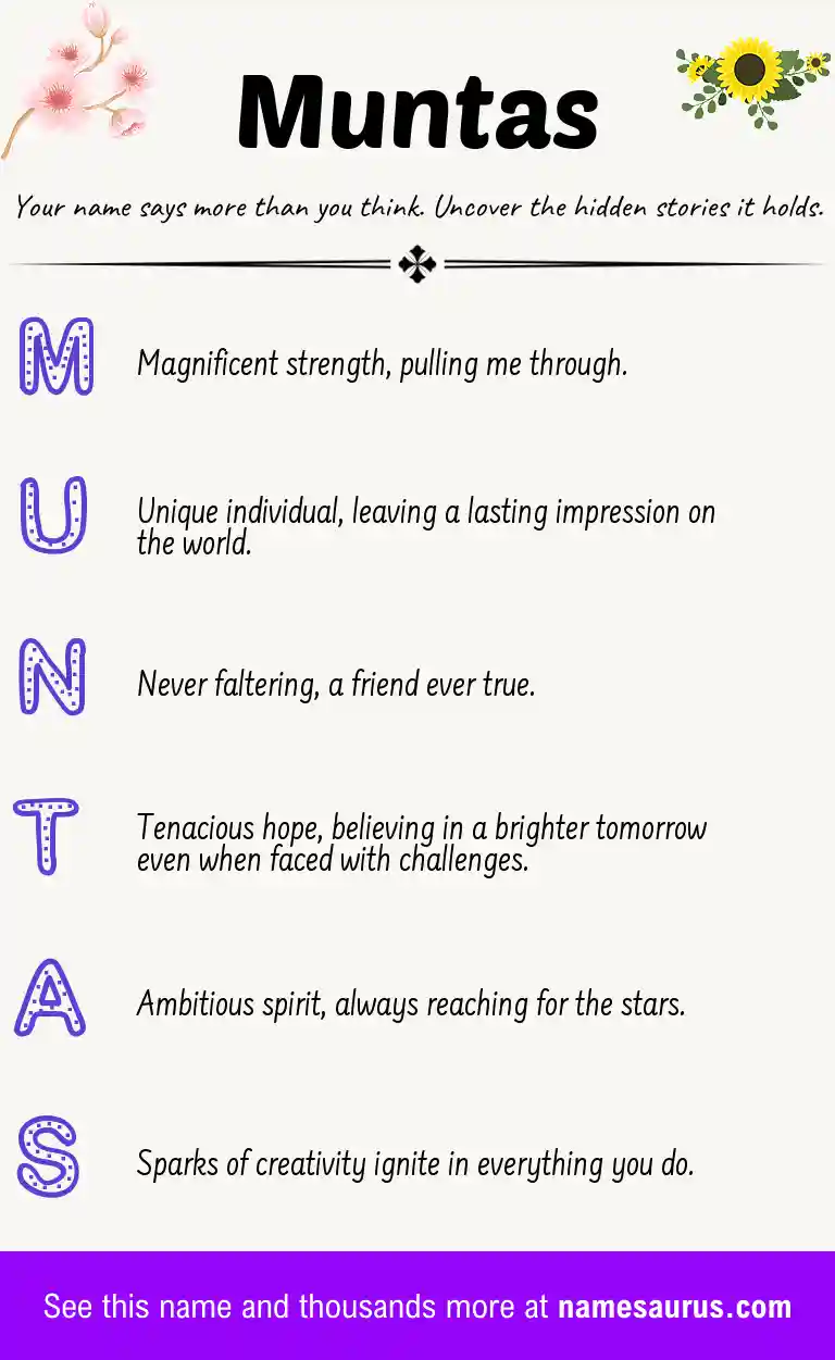 Acrostic poem about Muntas.