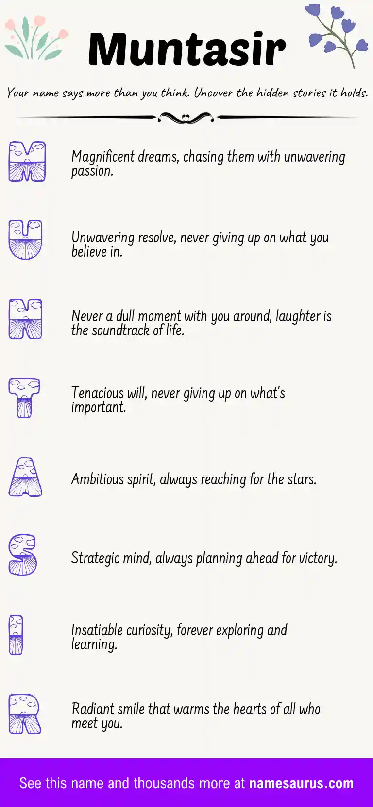 Acrostic poem about Muntasir.