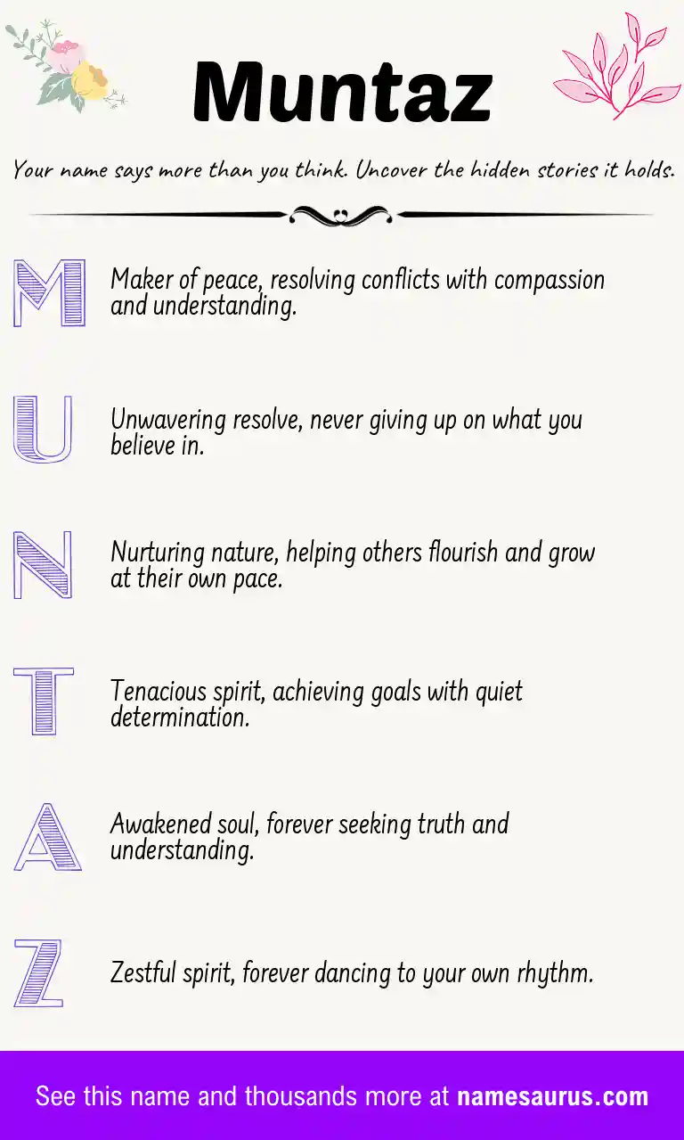 Acrostic poem about Muntaz.
