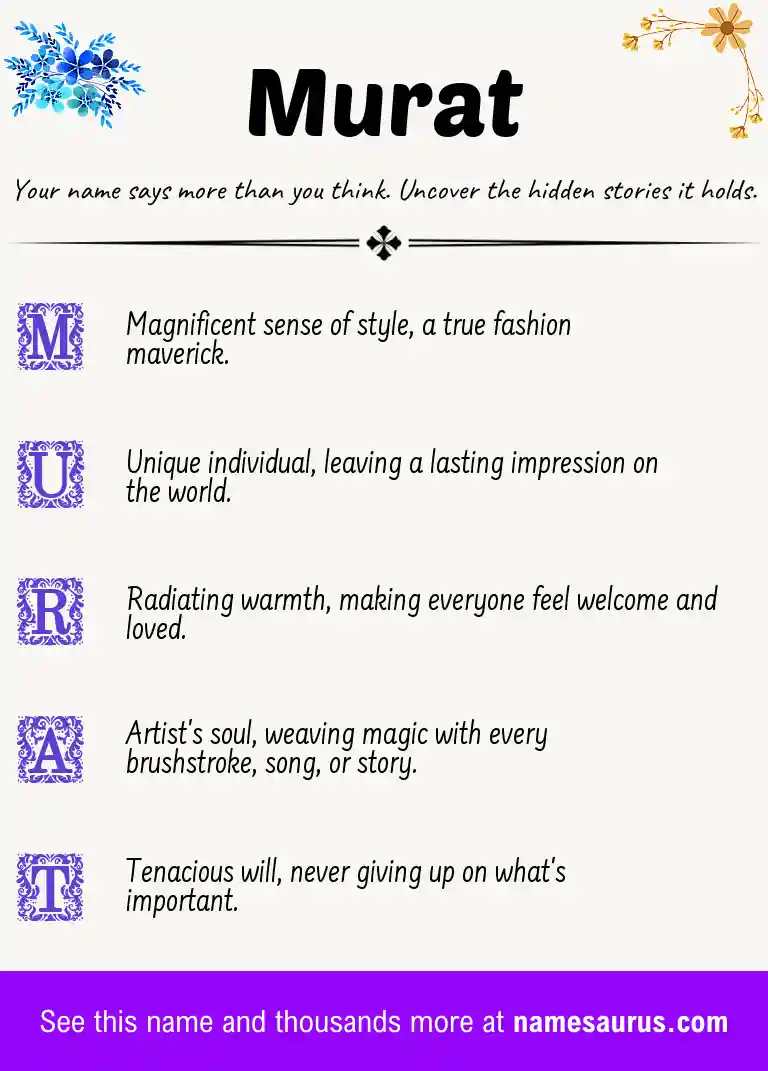 Acrostic poem about Murat.