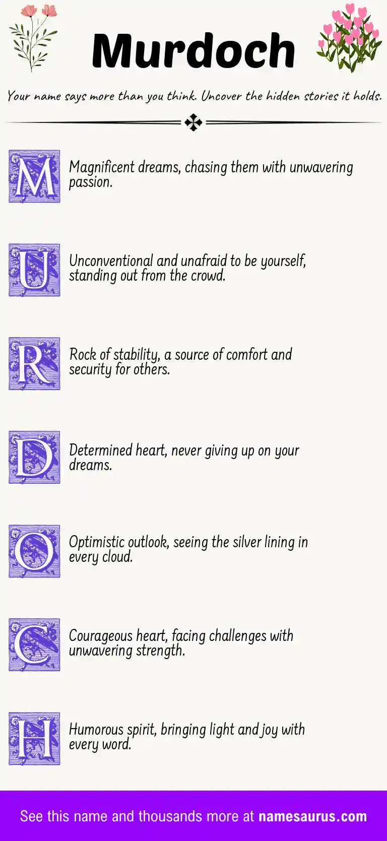 Acrostic poem about Murdoch.