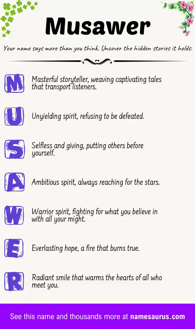 Acrostic poem about Musawer.