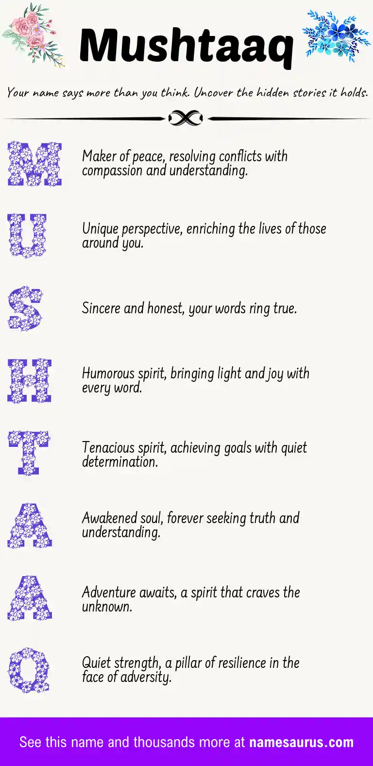 Acrostic poem about Mushtaaq.