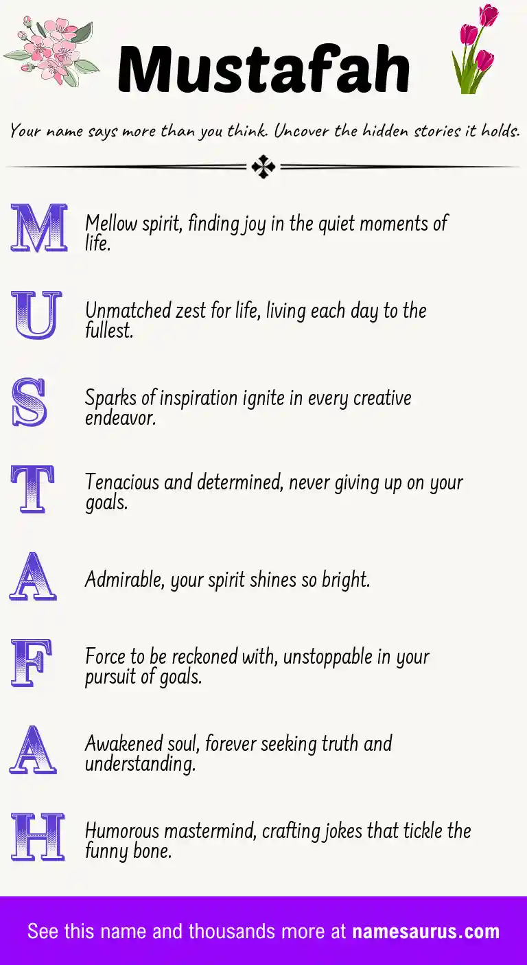 Acrostic poem about Mustafah.