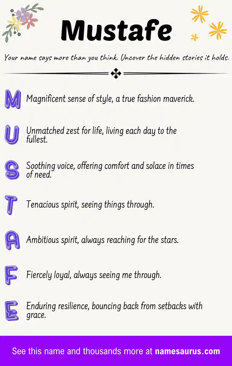 Acrostic poem about Mustafe.