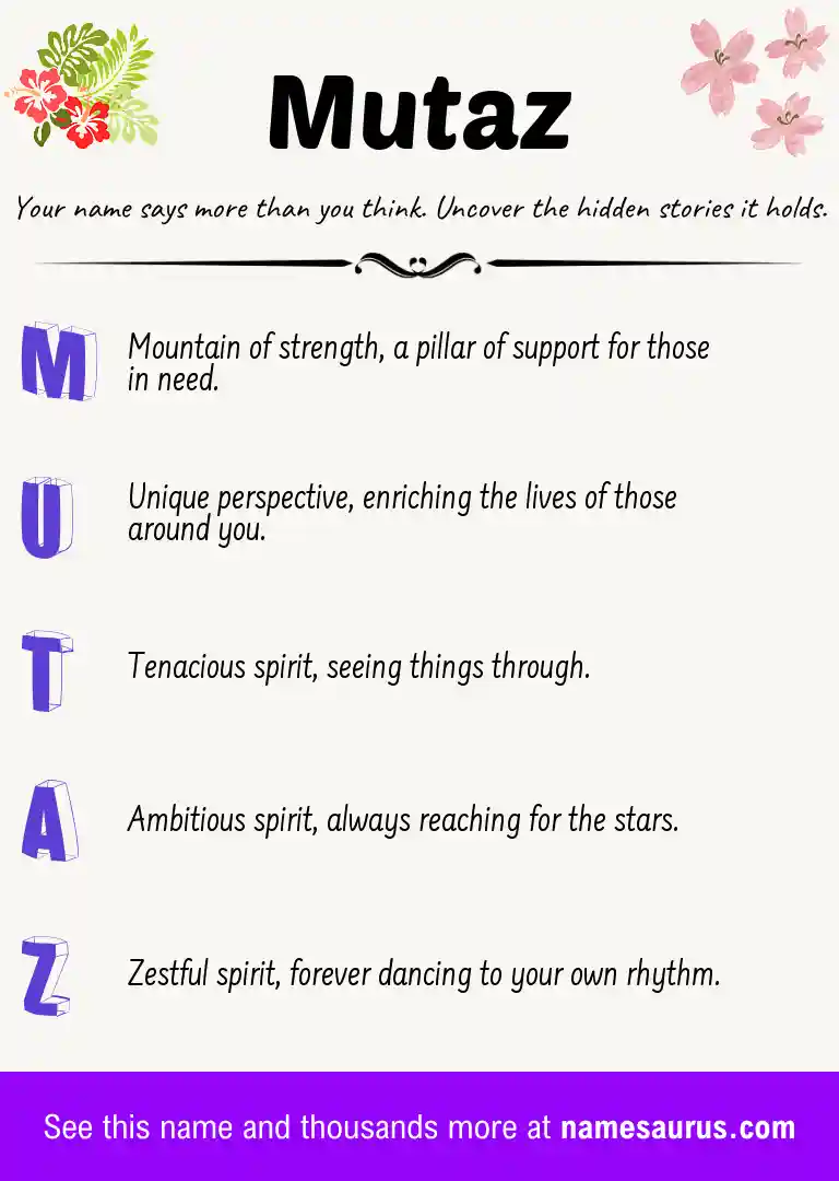 Acrostic poem about Mutaz.