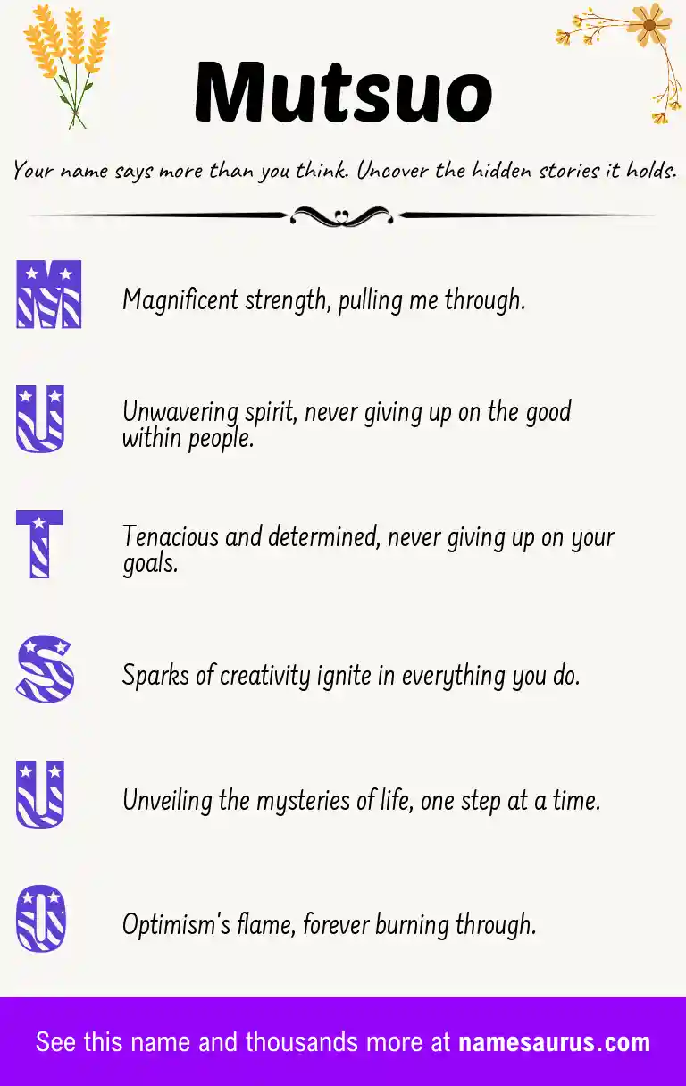 Acrostic poem about Mutsuo.