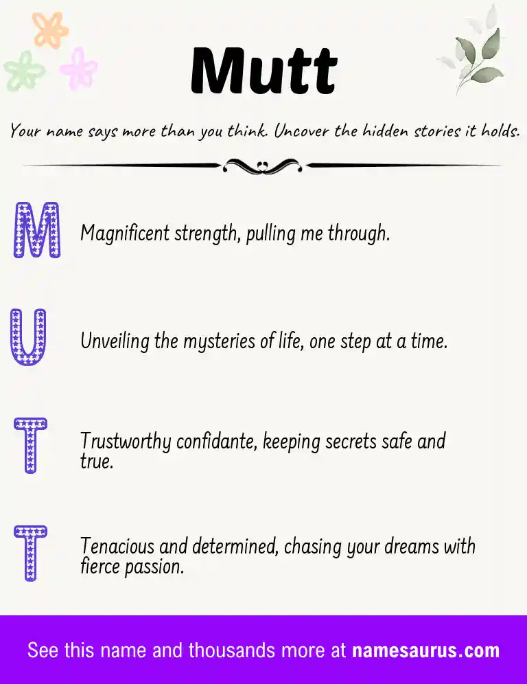 Acrostic poem about Mutt.