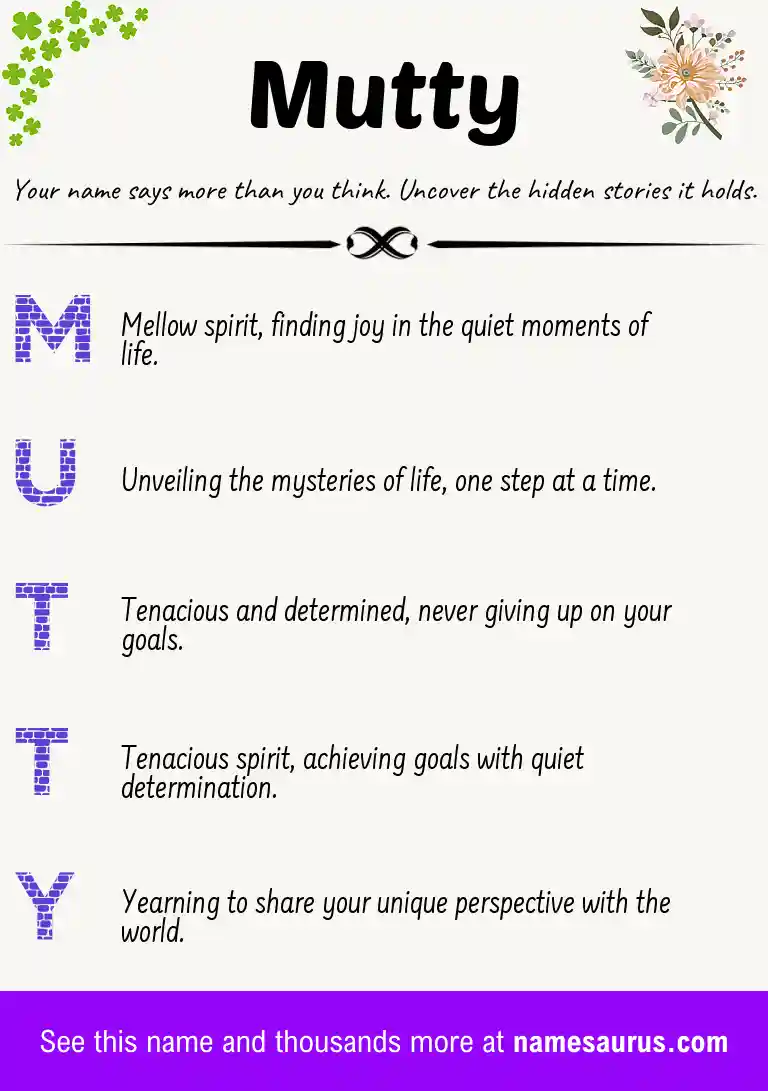 Acrostic poem about Mutty.