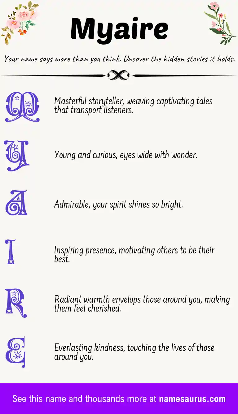 Acrostic poem about Myaire.