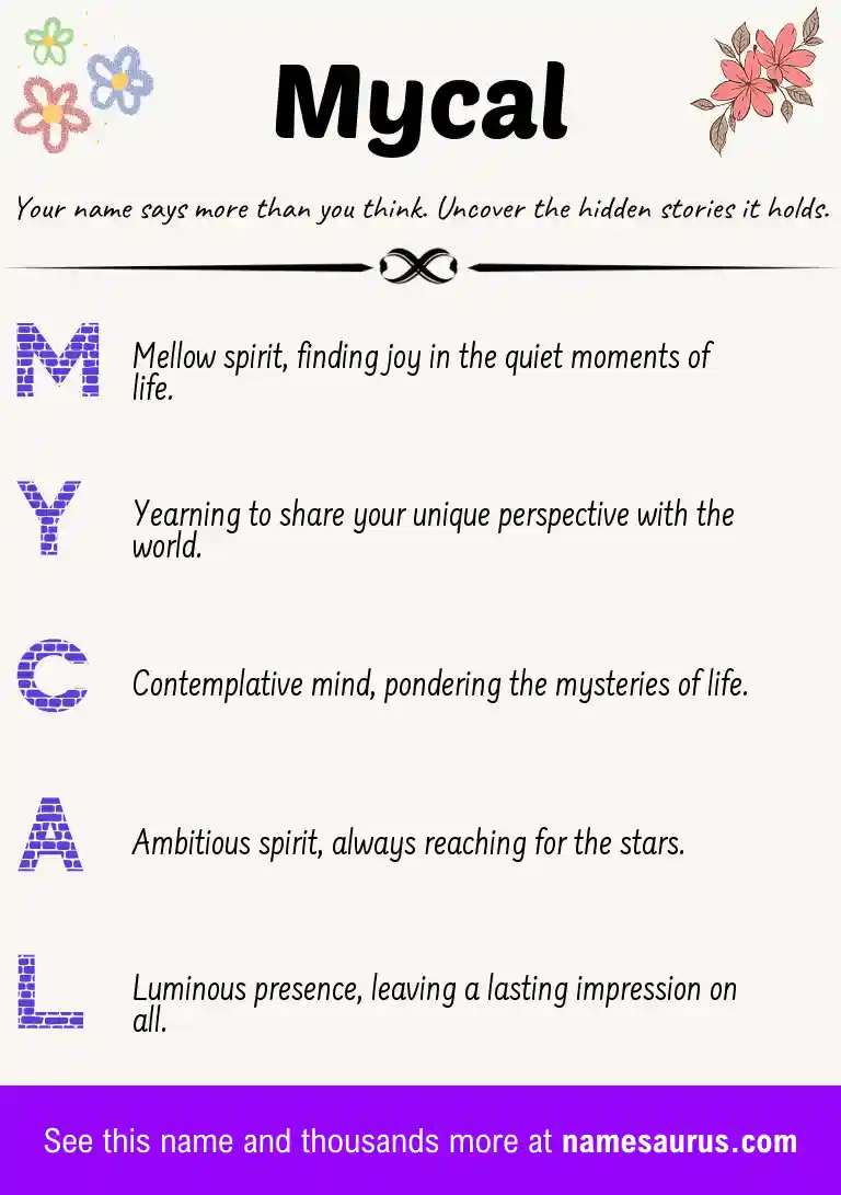 Acrostic poem about Mycal.