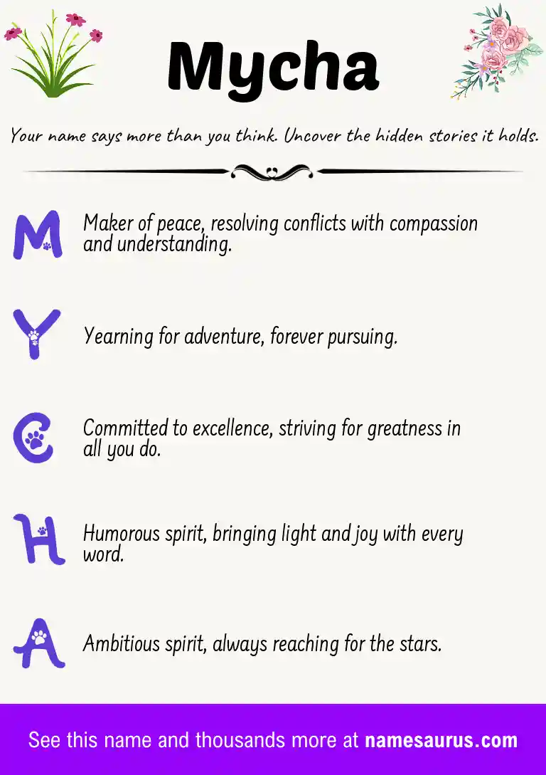 Acrostic poem about Mycha.