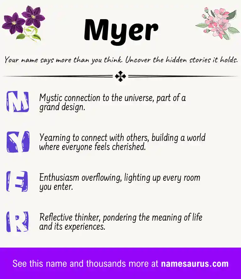 Acrostic poem about Myer.