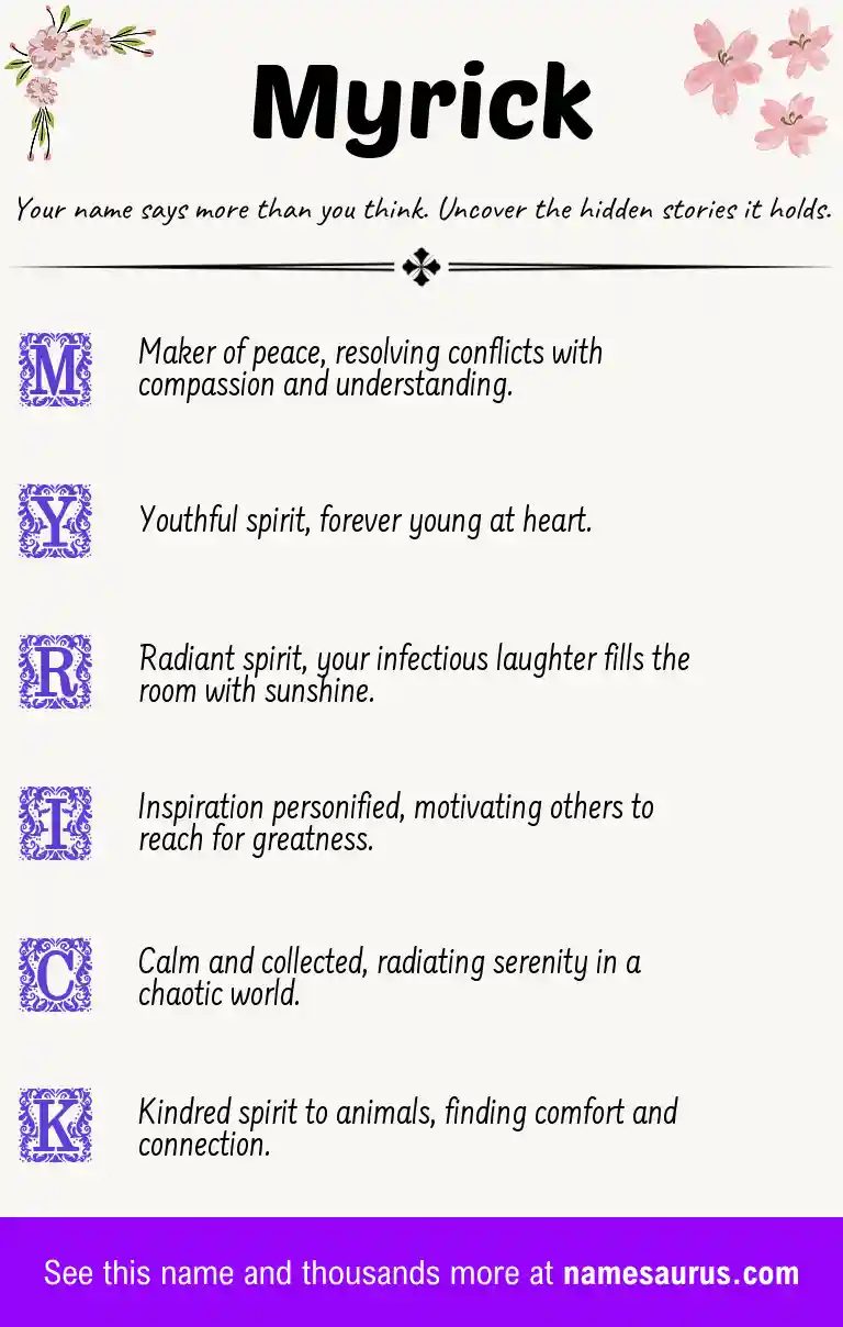 Acrostic poem about Myrick.