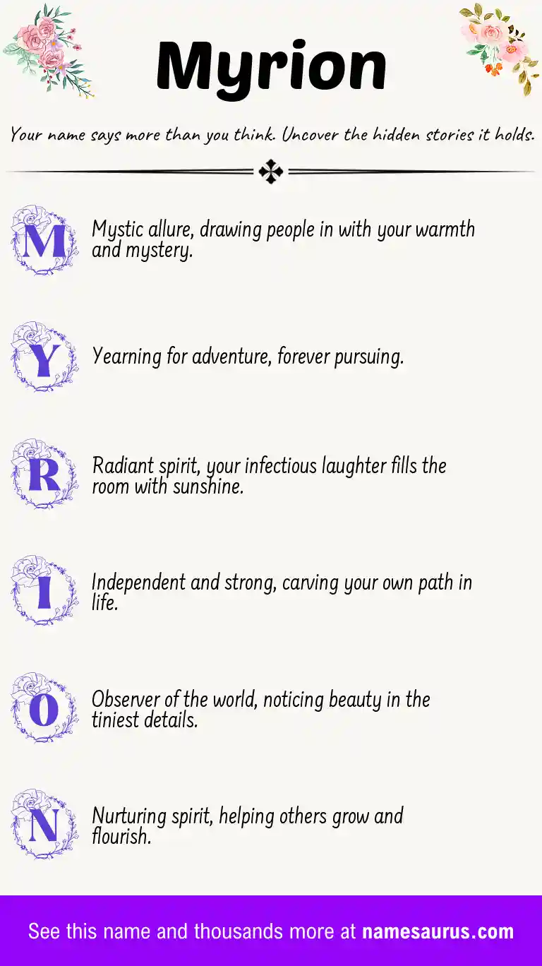 Acrostic poem about Myrion.