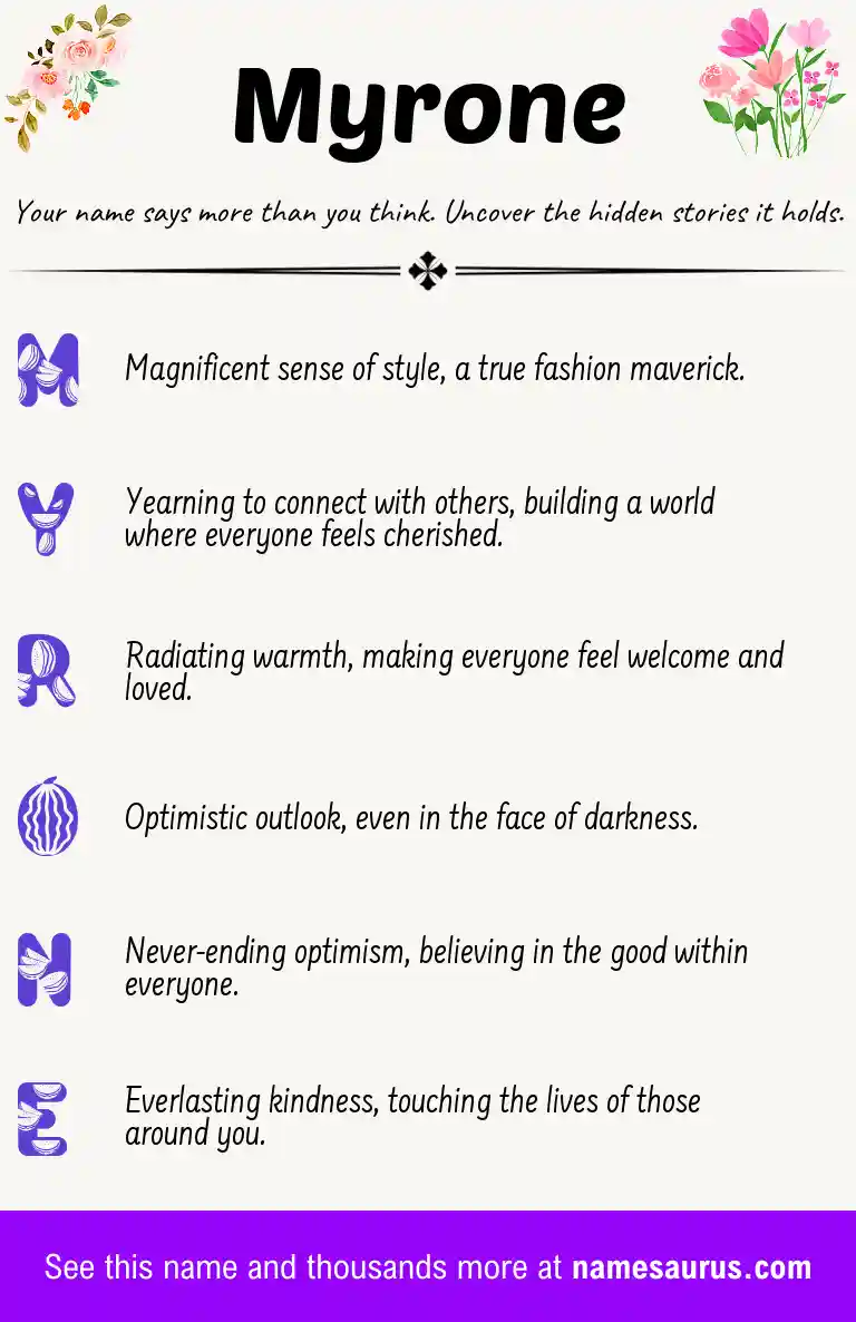Acrostic poem about Myrone.