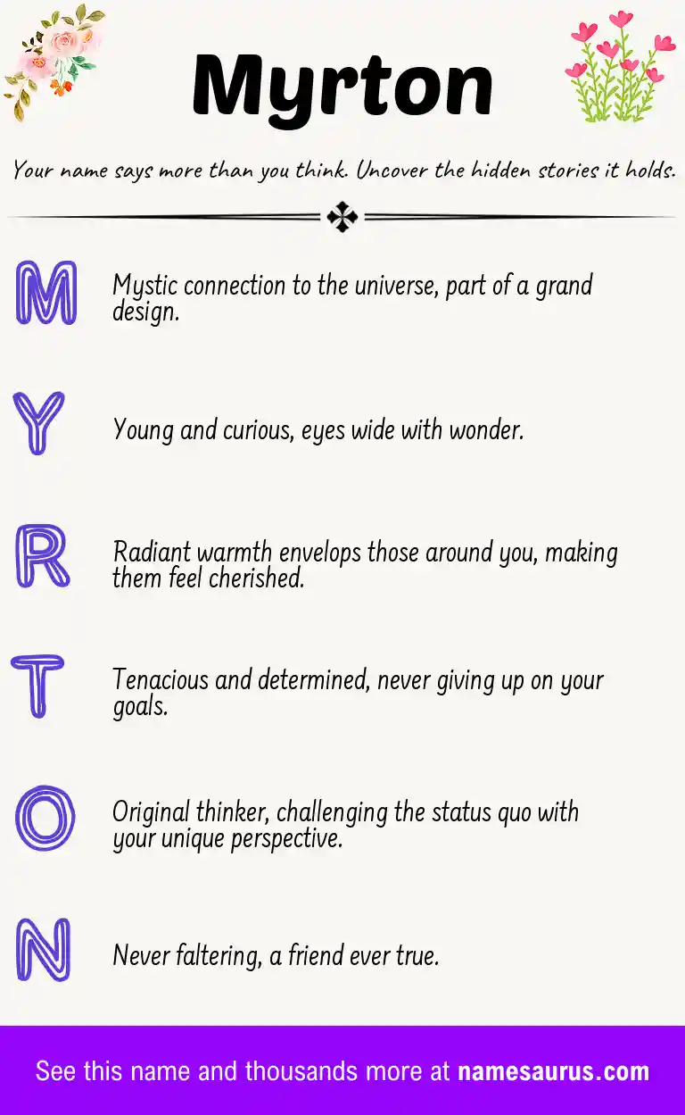 Acrostic poem about Myrton.