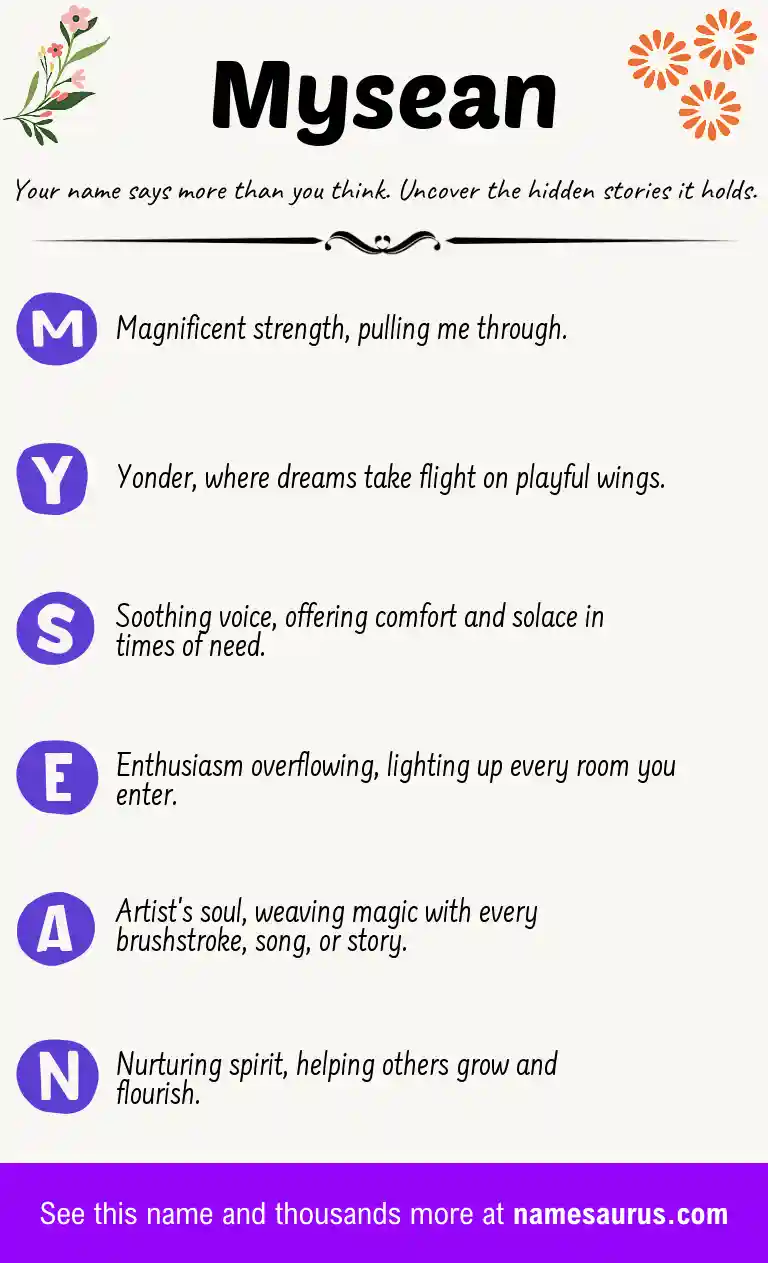 Acrostic poem about Mysean.