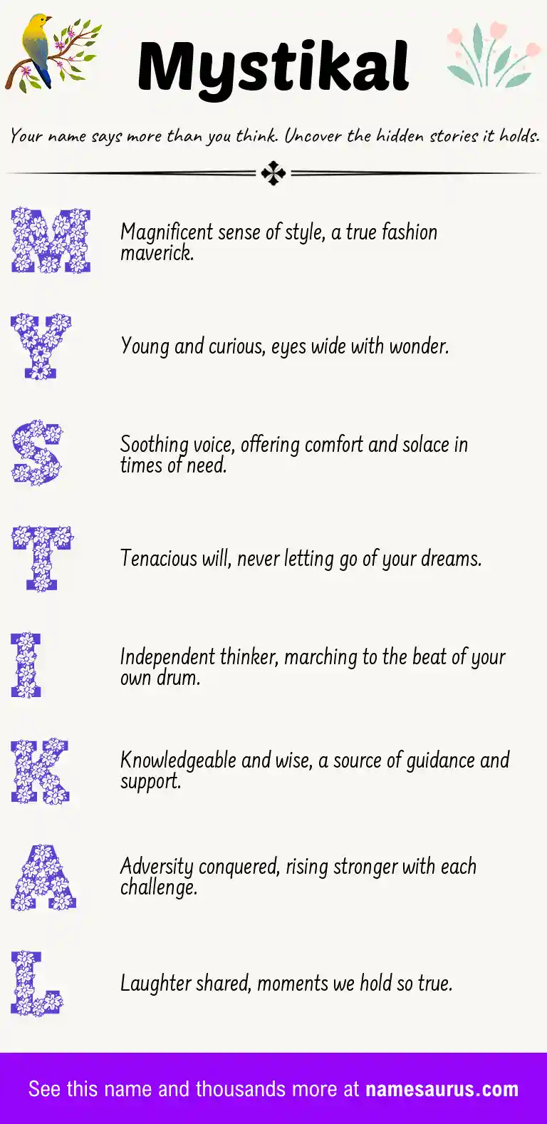 Acrostic poem about Mystikal.