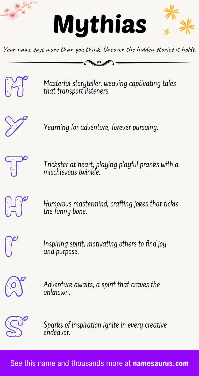 Acrostic poem about Mythias.