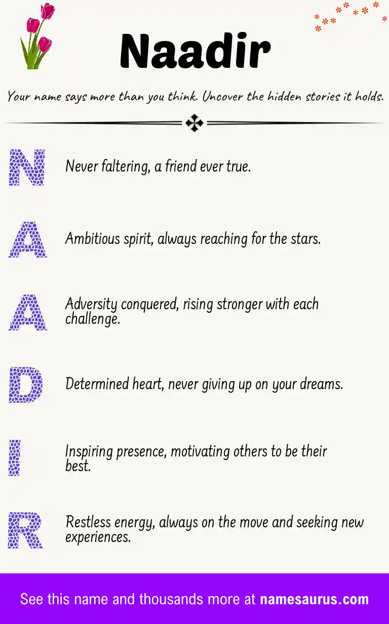 Acrostic poem about Naadir.