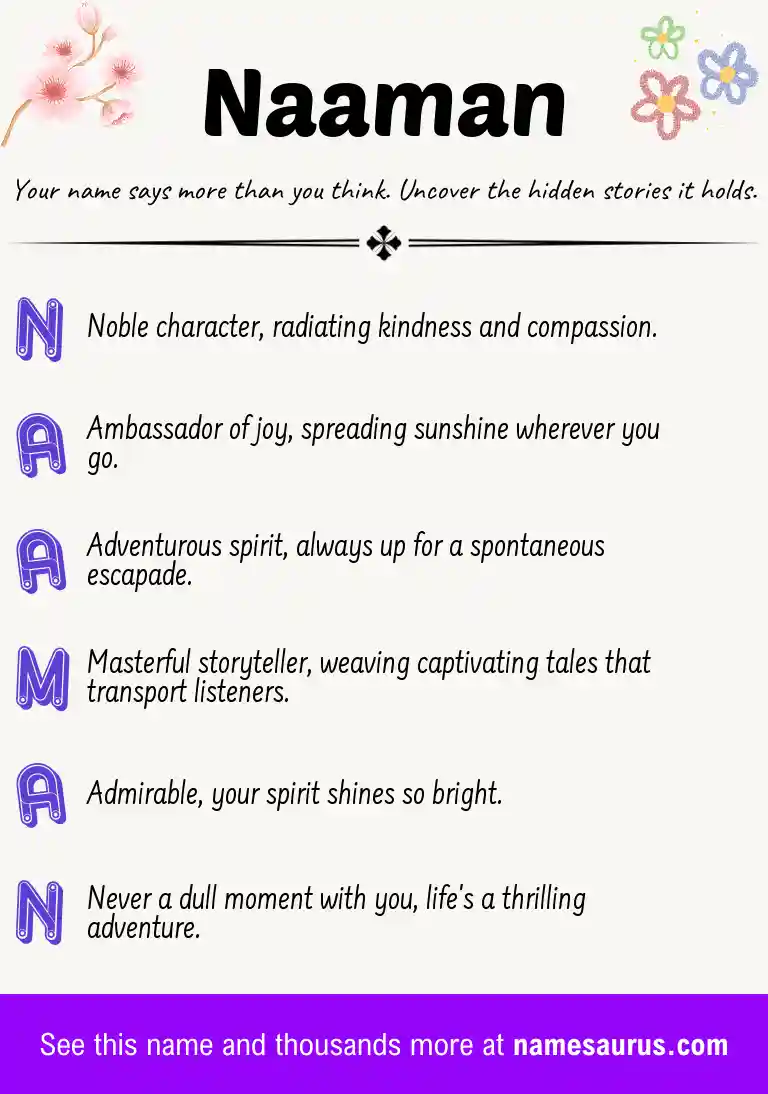 Acrostic poem about Naaman.