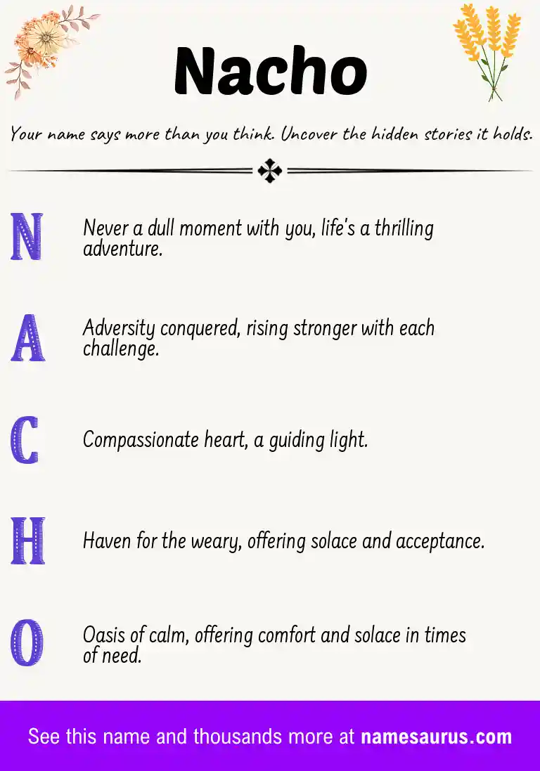 Acrostic poem about Nacho.