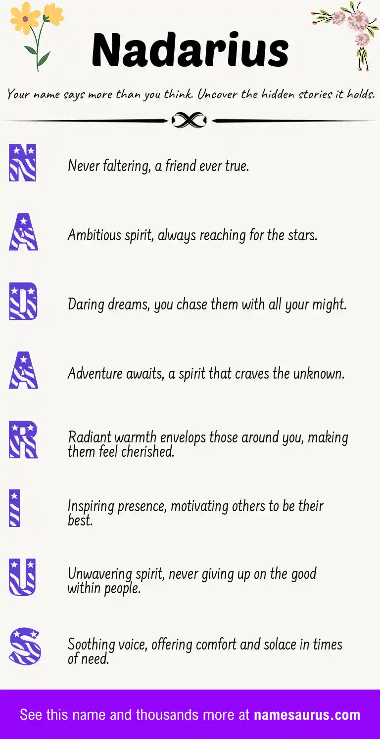 Acrostic poem about Nadarius.