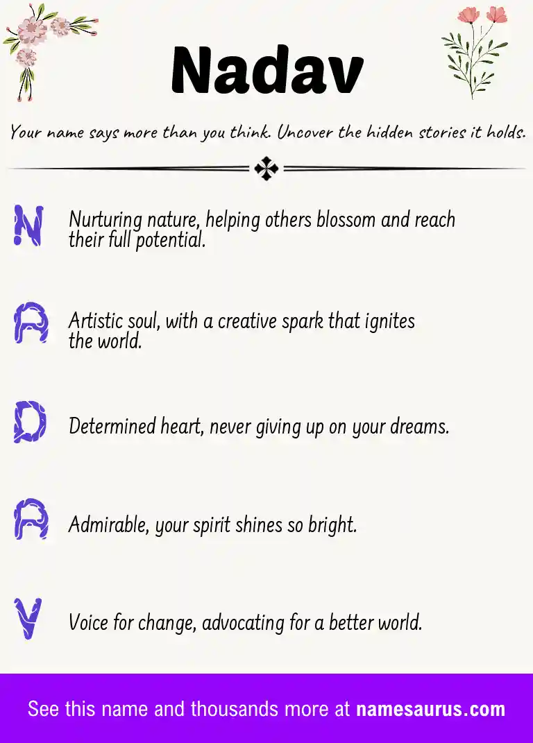 Acrostic poem about Nadav.