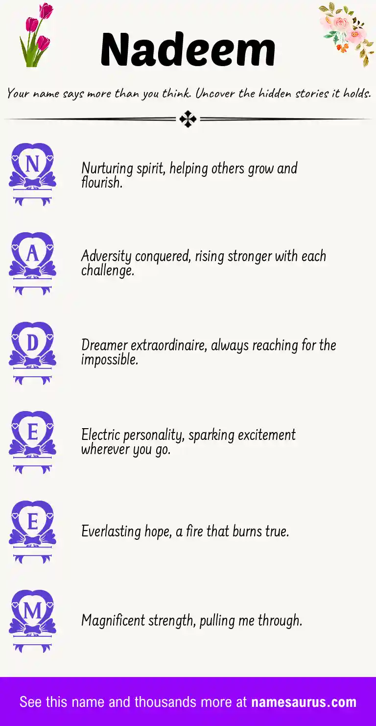 Acrostic poem about Nadeem.