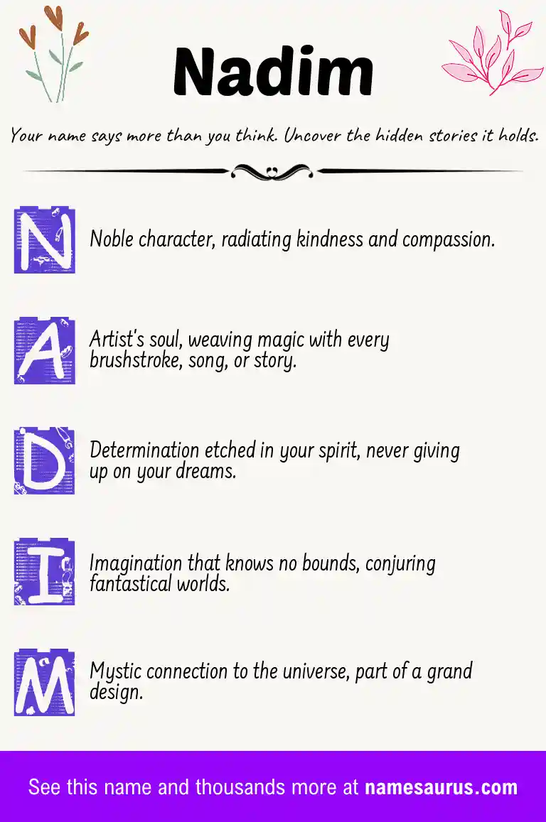 Acrostic poem about Nadim.