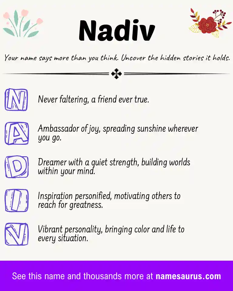 Acrostic poem about Nadiv.