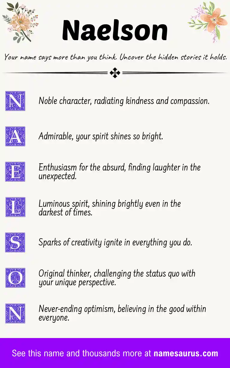 Acrostic poem about Naelson.