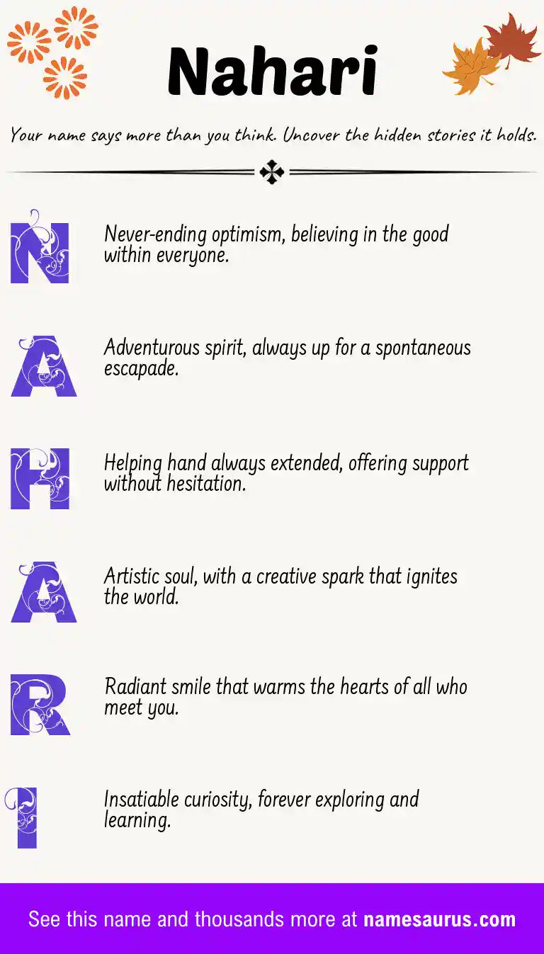 Acrostic poem about Nahari.
