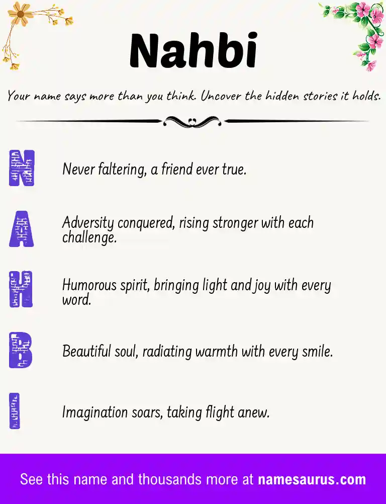 Acrostic poem about Nahbi.